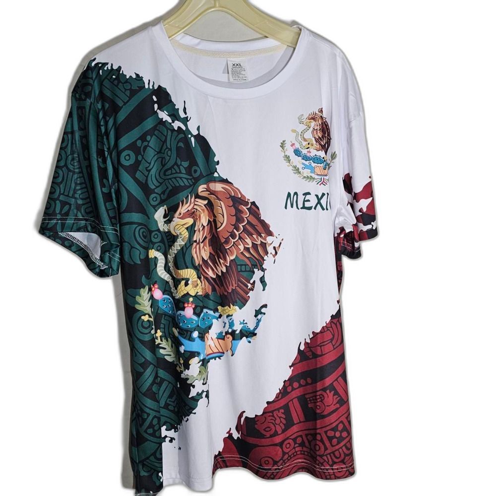 Mexico Flag Eagle Aztec Calendar Graphic T-Shirt Tricolor Mens XXL Big & Tall